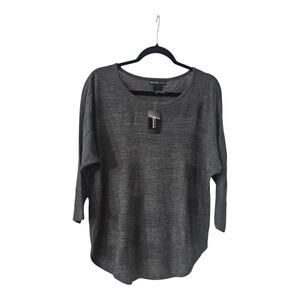 Design History NWT Gray Striped Long Sleeve Sweater Womens Size L